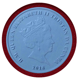 トリスタンダクーニャ 2018年 5ポンド WEDGWOOD 陶貨 スリーグレーセス