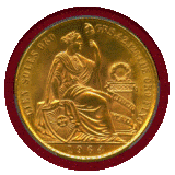 【SOLD】ペルー 1964年 100ソル 金貨 女神座像 PCGS MS66