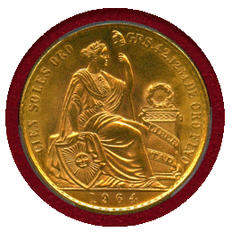 【SOLD】ペルー 1964年 100ソル 金貨 女神座像 PCGS MS66