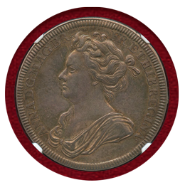 イギリス 1702年 銀メダル アン女王戴冠記念 NGC AU58