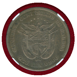 パナマ 1905年 50センテシモ 銀貨 バルボア NGC AU53