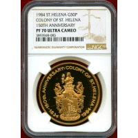 【SOLD】セントヘレナ 1984年 50ペンス 金貨 王領直轄地150周年記念 PF70UC