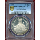 アンドラ公国 1960年 50ディナール銀貨 カール大帝 PCGS PR67DCAMEO