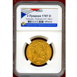【SOLD】フランス 1787D 2ルイドール 金貨 ルイ16世 NNR MS63
