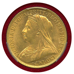 イギリス 1893年 2ポンド 金貨 ヴィクトリア オールドヘッド PCGS MS62