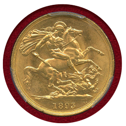 イギリス 1893年 2ポンド 金貨 ヴィクトリア オールドヘッド PCGS MS62