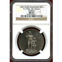 スイス 1893年 射撃祭記念 銀メダル チューリッヒ NGC MS63