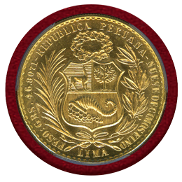 【SOLD】ペルー 1969年 100ソル 金貨 女神座像 PCGS MS65 希少年号