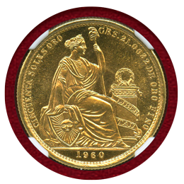 【SOLD】ペルー 1960年 50ソル 金貨 女神座像 NGC MS65