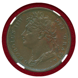 イギリス 1821年 1/4ペニー 銅貨 ジョージ4世 NGC AU DETAILS