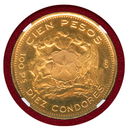 【SOLD】チリ 1960SO 100ペソ金貨  NGC MS67