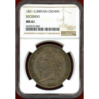 【SOLD】イギリス 1821年 クラウン 銀貨 ジョージ4世 SECUNDO NGC MS61