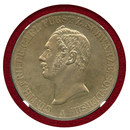 ドイツ シュヴァルツブルク 1845A 2ターラー銀貨 NGC MS62