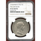 【SOLD】イタリア 1914R 5リレ試作貨 PROVA クァドリガ NGC PF65MATTE