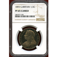 イギリス 1893年 1/2クラウン 銀貨 ヴィクトリア オールドヘッド NGC PF65CAMEO