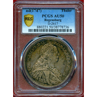 【SOLD】ドイツ レーゲンスブルク ND(1747年) ターラー 銀貨 都市景観 AU50