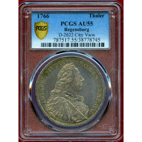 ドイツ レーゲンスブルク 1766年 ターラー 都市景観 PCGS AU55