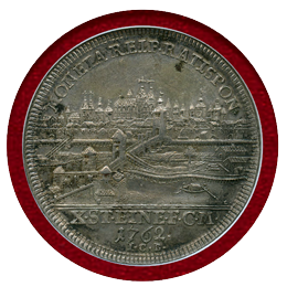【SOLD】ドイツ 1762ICB ターラー 銀貨 レーゲンスブルク都市景観  NGC MS61