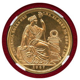 【SOLD】ペルー 1967年 50ソル 金貨 女神座像 NGC MS66