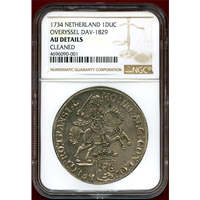 オランダ オーファーアイセル 1734年 デュカトン 銀貨 シルバーライダー AU DETAILS