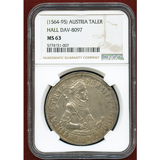 1564-95年 オーストリア ターラー銀貨 フェルディナント2世 NGC MS63