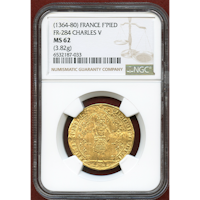 【SOLD】フランス (1364-80) フランカピエ 金貨 シャルル5世 NGC MS62
