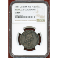 イギリス 1661年 銀メダル チャールズ2世 戴冠記念 NGC AU58