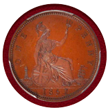 イギリス 1861年 ペニー 銅貨 ヴィクトリア バンヘッド PCGS PR66