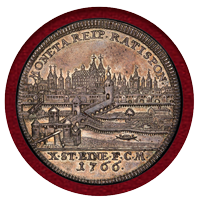 ドイツ レーゲンスブルク 1766年 ターラー 都市景観 PCGS AU55