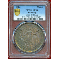 【SOLD】ドイツ ハンブルク 1863年 銀メダル 聖ニコライ教会 PCGS SP64