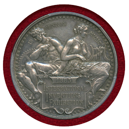 【SOLD】イギリス 1885年 銀メダル ヴィクトリア女王 国際発明展 PCGS SP58