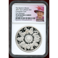 イギリス 2021年 ￡5(2oz) 銀貨 クイーンズビースト コンプリーター PF69UC FR