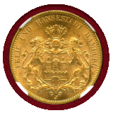 ドイツ ハンブルク 1913J 20マルク 金貨 都市紋章 NGC MS65