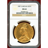 イギリス 1887年 5ポンド 金貨 ヴィクトリア ジュビリーヘッド NGC MS64