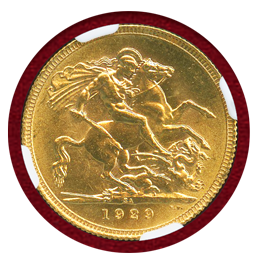 【SOLD】南アフリカ 1929年 ソブリン 金貨 ジョージ5世 NGC MS63