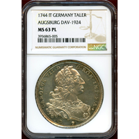 【SOLD】ドイツ アウグスブルク 1744年 ターラー 銀貨 都市景観 NGC MS63PL