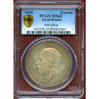 イギリス 1935年 クラウン 銀貨 ジョージ5世 PCGS MS63
