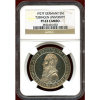 【SOLD】ドイツ ワイマール共和国 1927F 5マルク 銀貨 チュービンゲン PF63CAMEO