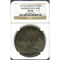ドイツ 1779KR ターラー 銀貨 ニュルンベルク 都市景観 AU58