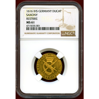 ドイツ ザクセン 1616年 リストライク ダカット 金貨 NGC MS61