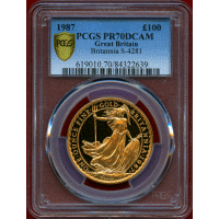 イギリス 1987年 100ポンド 金貨 ブリタニア PCGS PR70DCAM