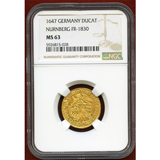 ドイツ 1647年 ニュルンベルク ダカット金貨 NGC MS63