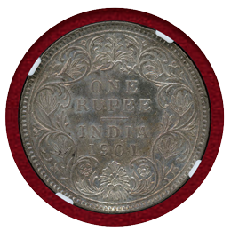 インド 1901B ルピー 銀貨 ヴィクトリア女王 NGC MS62