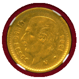 メキシコ 1905年 5ペソ 金貨 ミゲル・イダルゴ NGC AU55