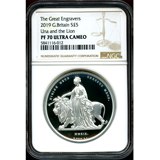 【SOLD】イギリス 2019年 5ポンド 銀貨 ウナとライオン NGC PF70UC