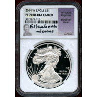アメリカ 2014W $1 銀貨 シルバーイーグル NGC PF70UC E.Jonesサイン入り