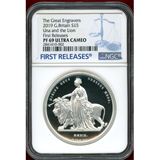 【SOLD】イギリス 2019年 5ポンド ウナ&ライオン プルーフ銀貨 NGC FR PF69UC