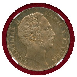 ドイツ バイエルン 1854年 2グルデン 銀貨 マクシミリアン2世 NGC MS64