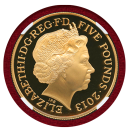 イギリス 2013年 £5 銀貨 ギルト エリザベス2世戴冠60周年記念 NGC PF70UC