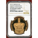 イギリス 2013年 £5 銀貨 ギルト エリザベス2世戴冠60周年記念 NGC PF70UC